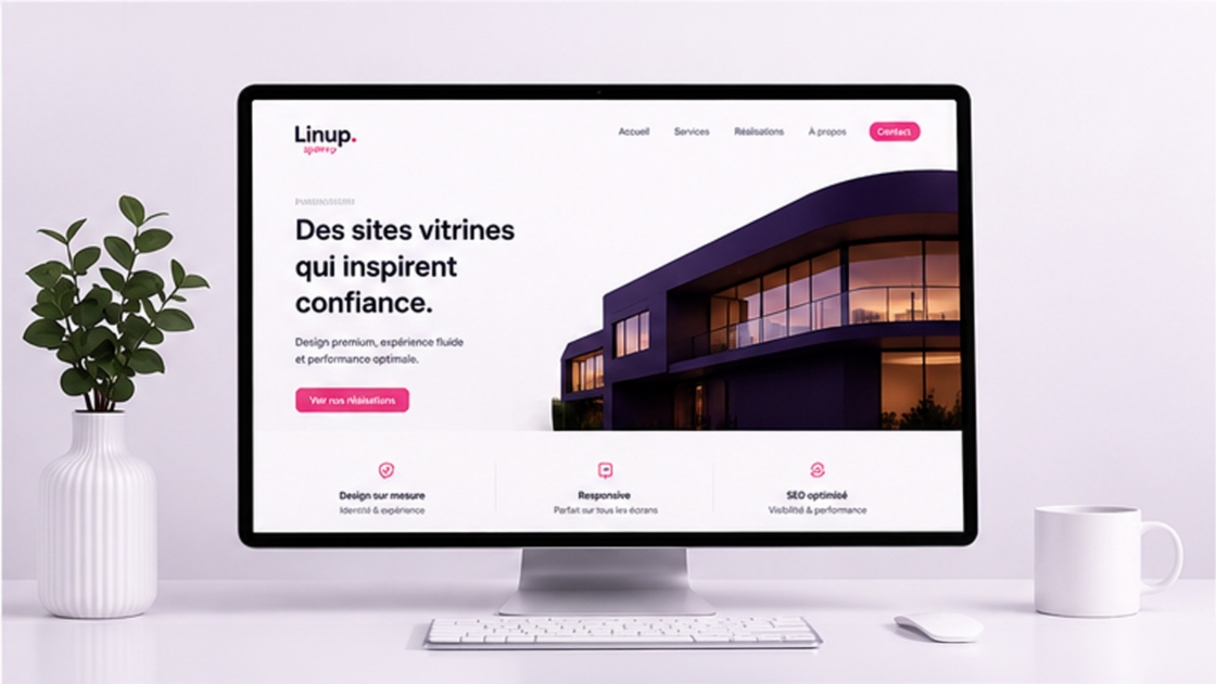 Ordinateur et mobile présentant un site vitrine premium